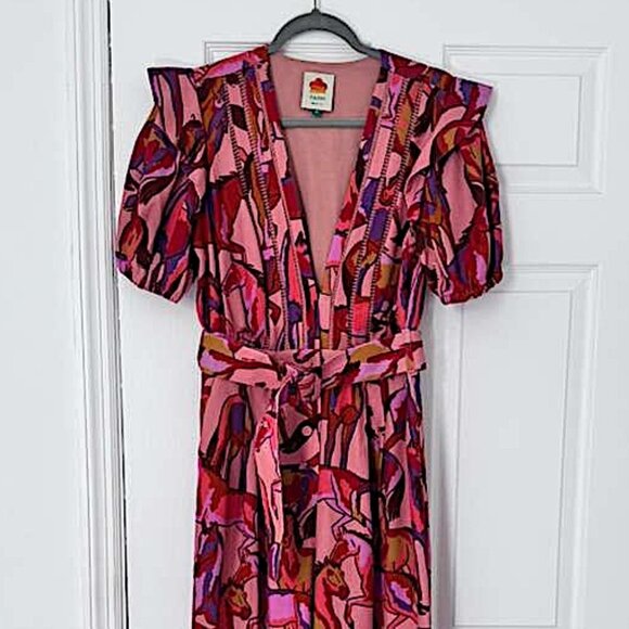 FARM Rio Multicolor Long Sleeve Maxi Overalls Women - Picture 9 of 11